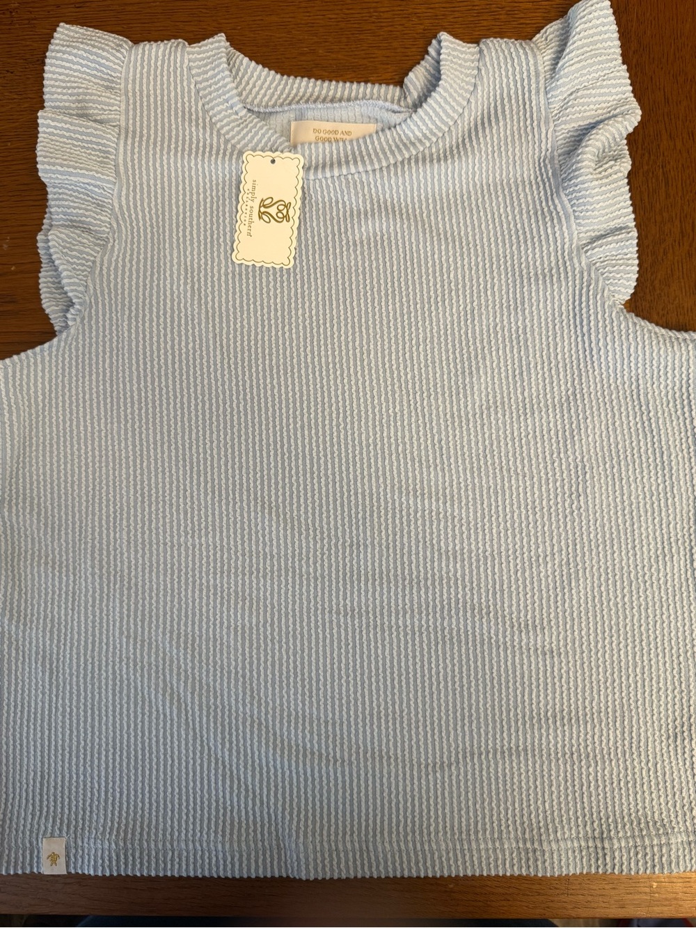 Light Blue Ruffle Sleeve Knit Tank Top